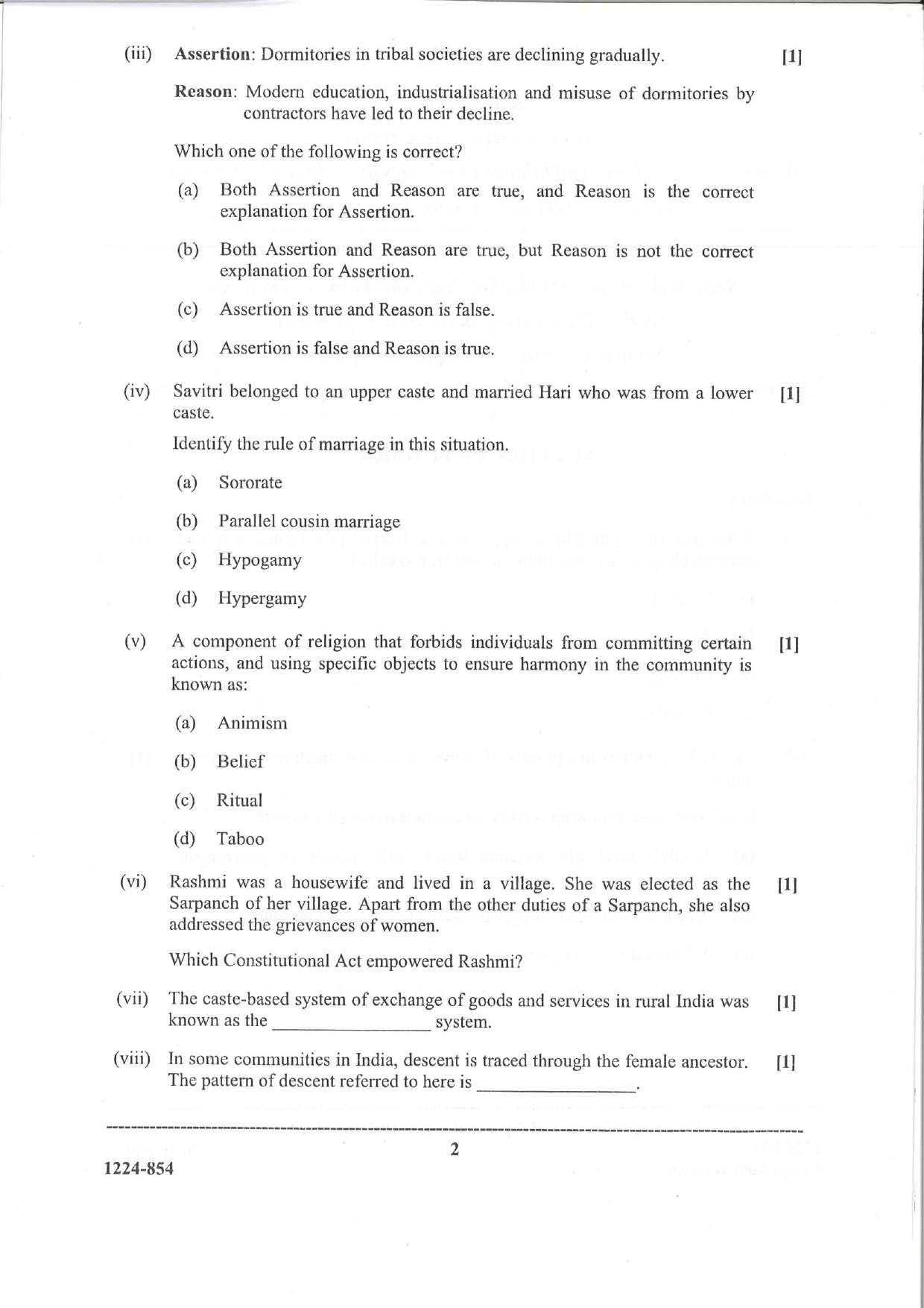 ISC Class 12 Sociology 2024 Question Paper - Page 2