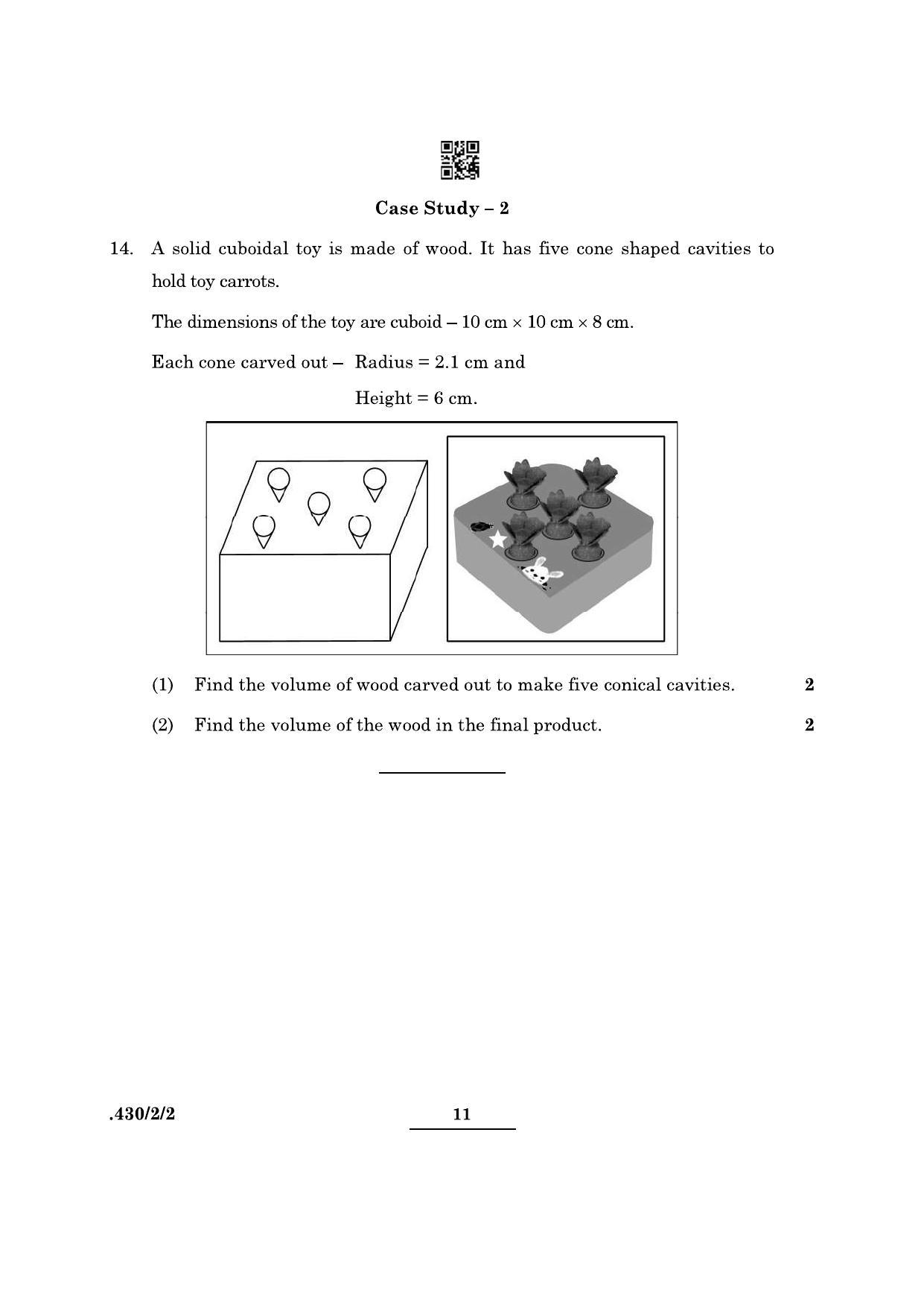 CBSE Class 10 Maths Basic (430/2/2 - SET 2) 2022 Question Paper - Page 11