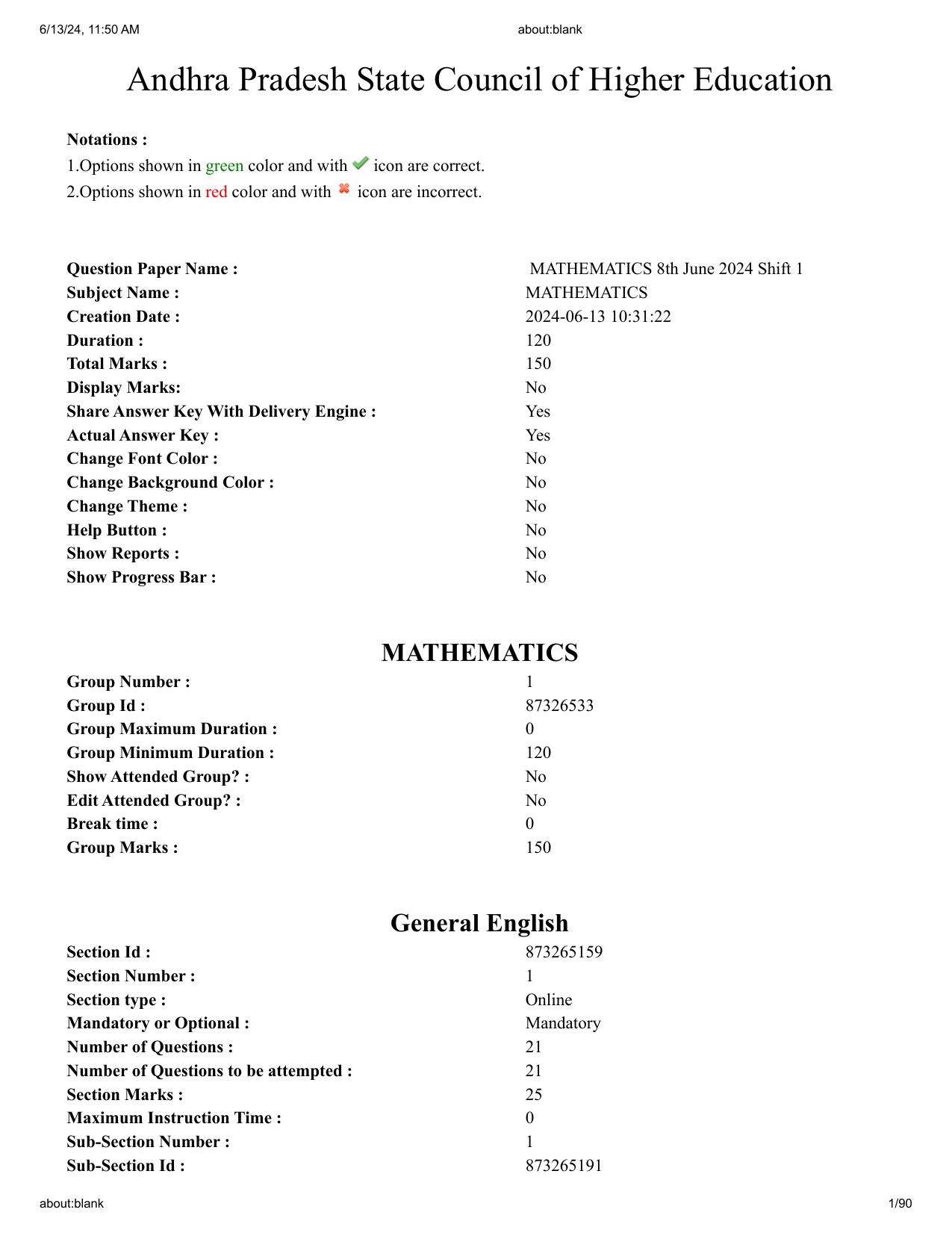AP EDCET 2024 Mathematics Question Paper with Answer Key (English) - Page 1