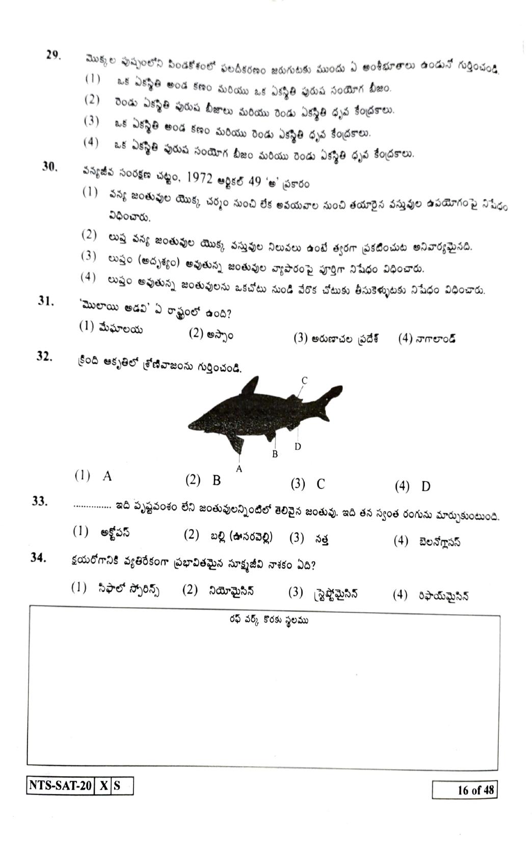 Maharashtra NTSE 2021 Telugu SAT Question Paper - Page 16