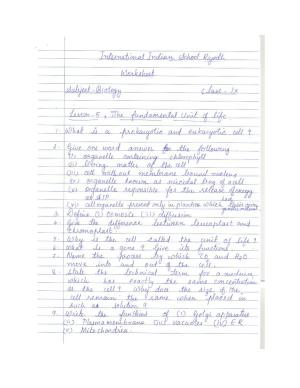 CBSE Worksheets for Class 9 Biology The Fundamental Unit of Life Assignment 3