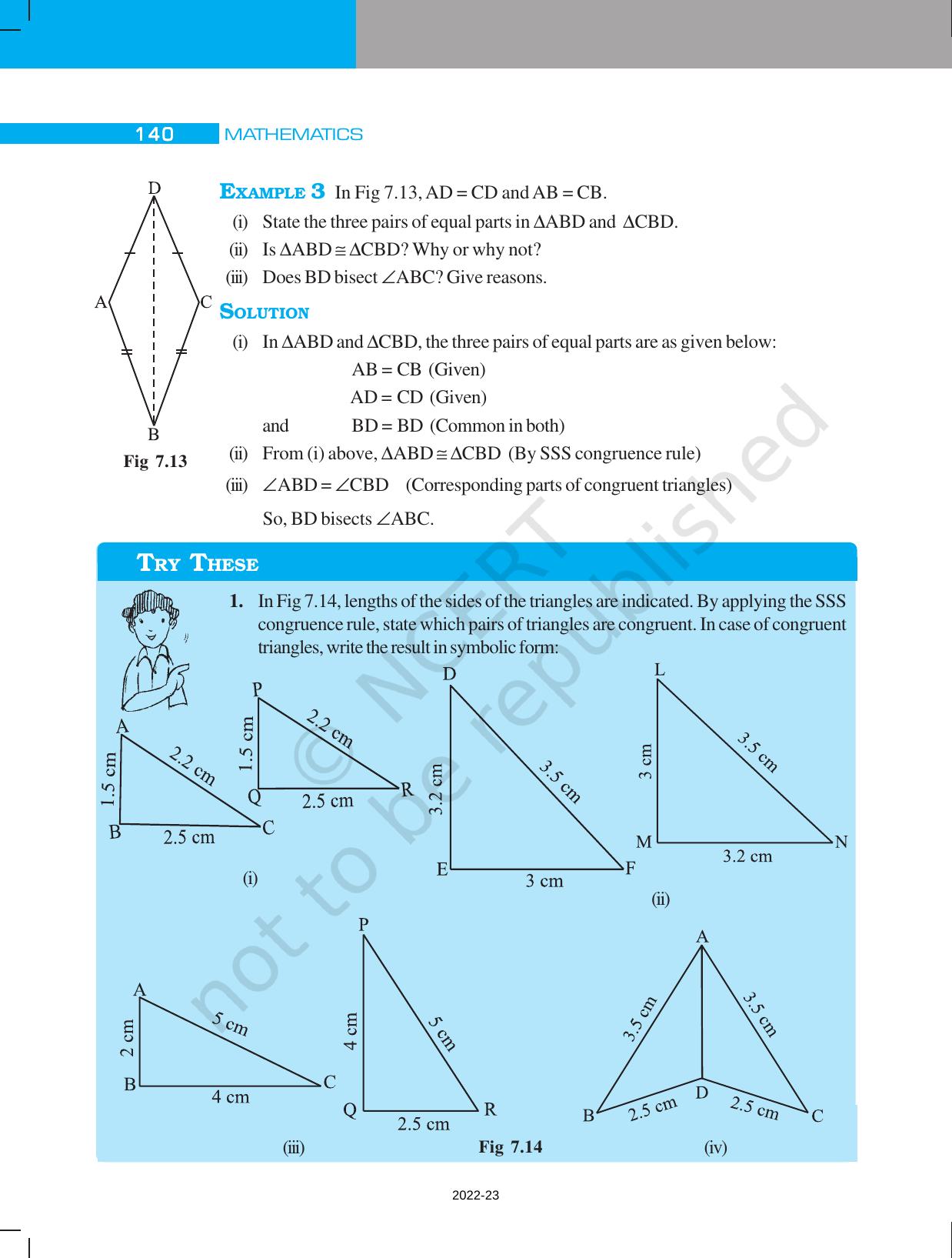NCERT Book for Class 7 Maths: Chapter 7-Congruence of Triangles - Page 8