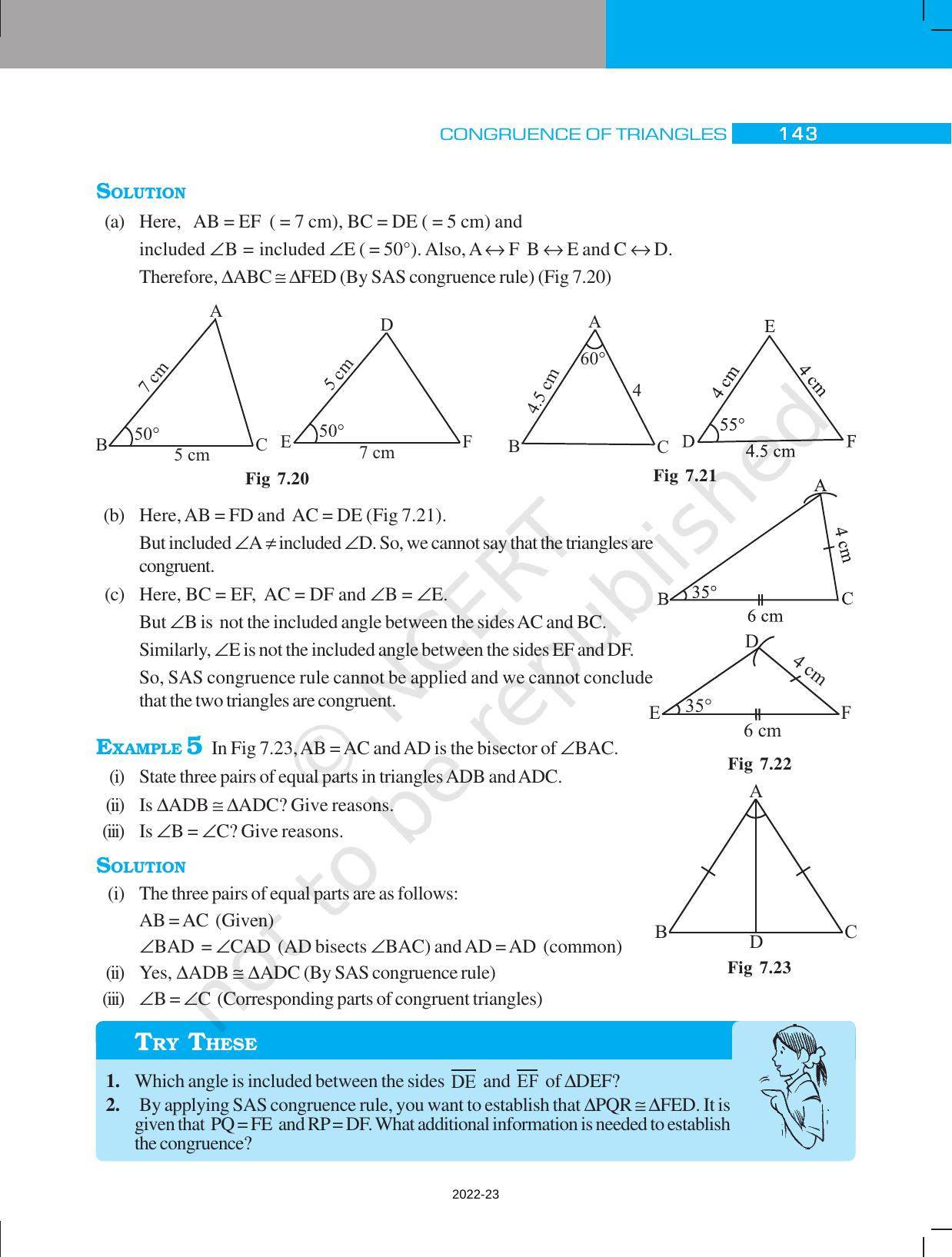 NCERT Book for Class 7 Maths: Chapter 7-Congruence of Triangles - Page 11