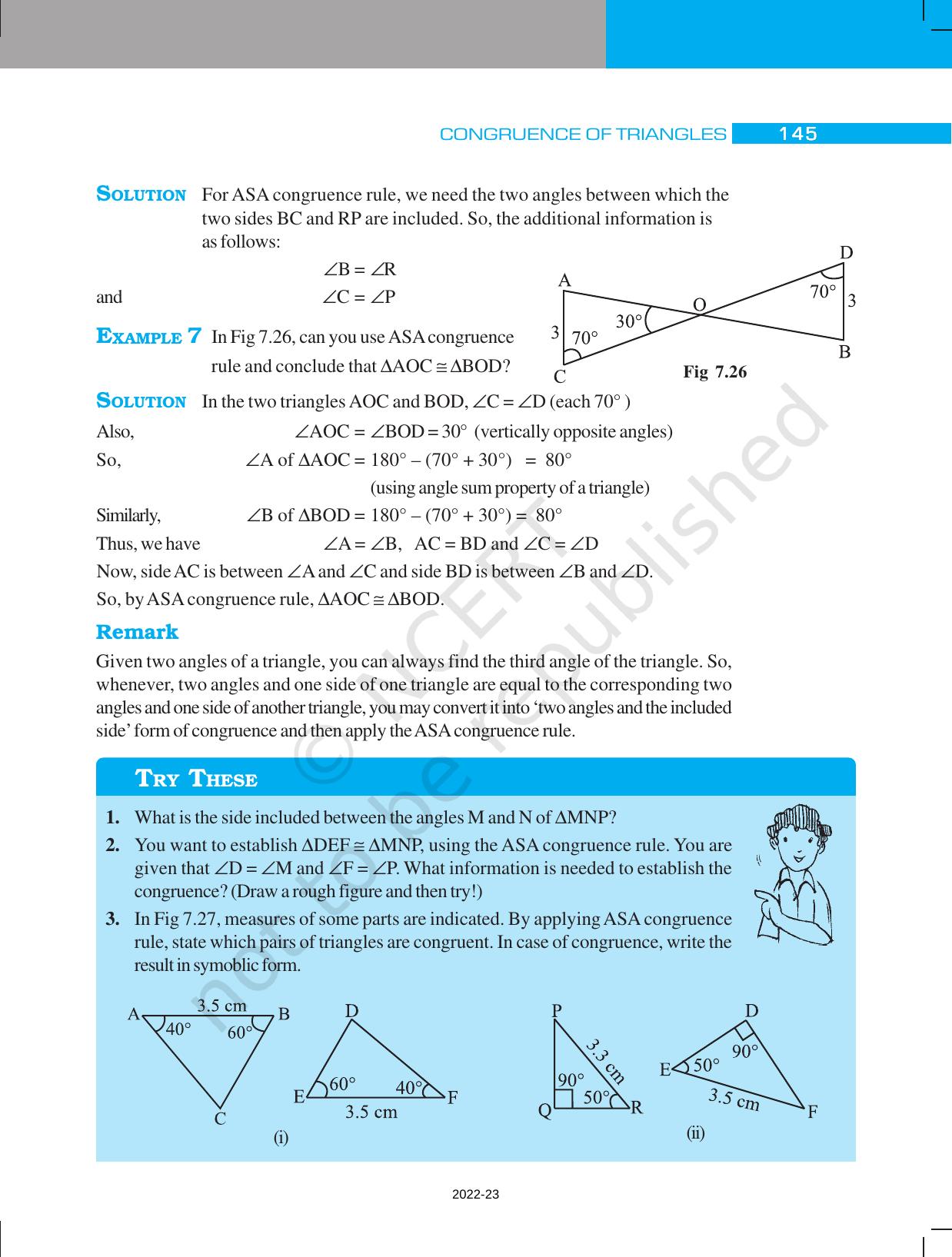 NCERT Book for Class 7 Maths: Chapter 7-Congruence of Triangles - Page 13