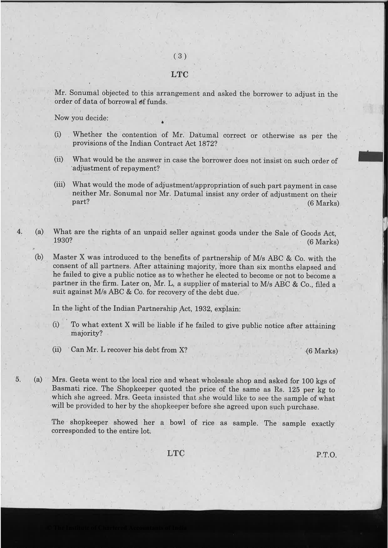 CA Foundation December 2019 Question Paper - Paper 2 (Business Laws and Business Correspondence and Reporting) - Page 3