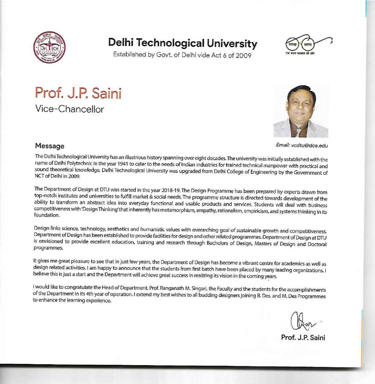Delhi Technological University, Delhi Admission Brochure 2022-23 - Page 5