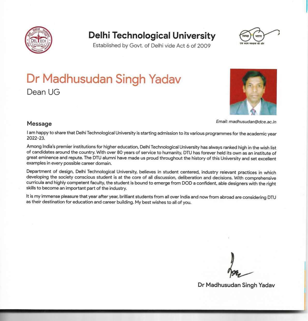 Delhi Technological University, Delhi Admission Brochure 2022-23 - Page 9