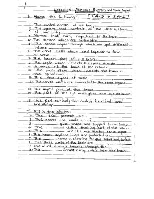 Worksheet for Class 5 Science Nervous System and Sense Organs Assignment 1
