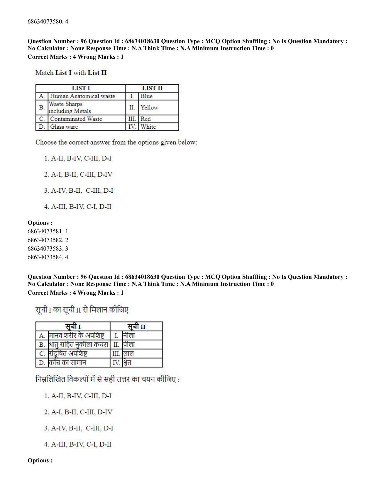 CUET PG 2023: COQP22 – Hospital Management(ENG) - Shift 3 (13-06-2023) Question Paper - Page 95