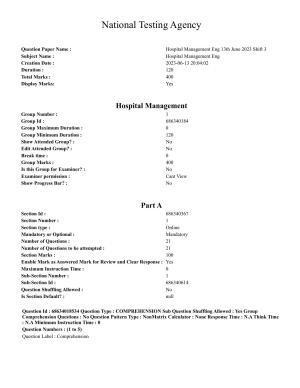 CUET PG 2023: COQP22 – Hospital Management(ENG) - Shift 3 (13-06-2023) Question Paper