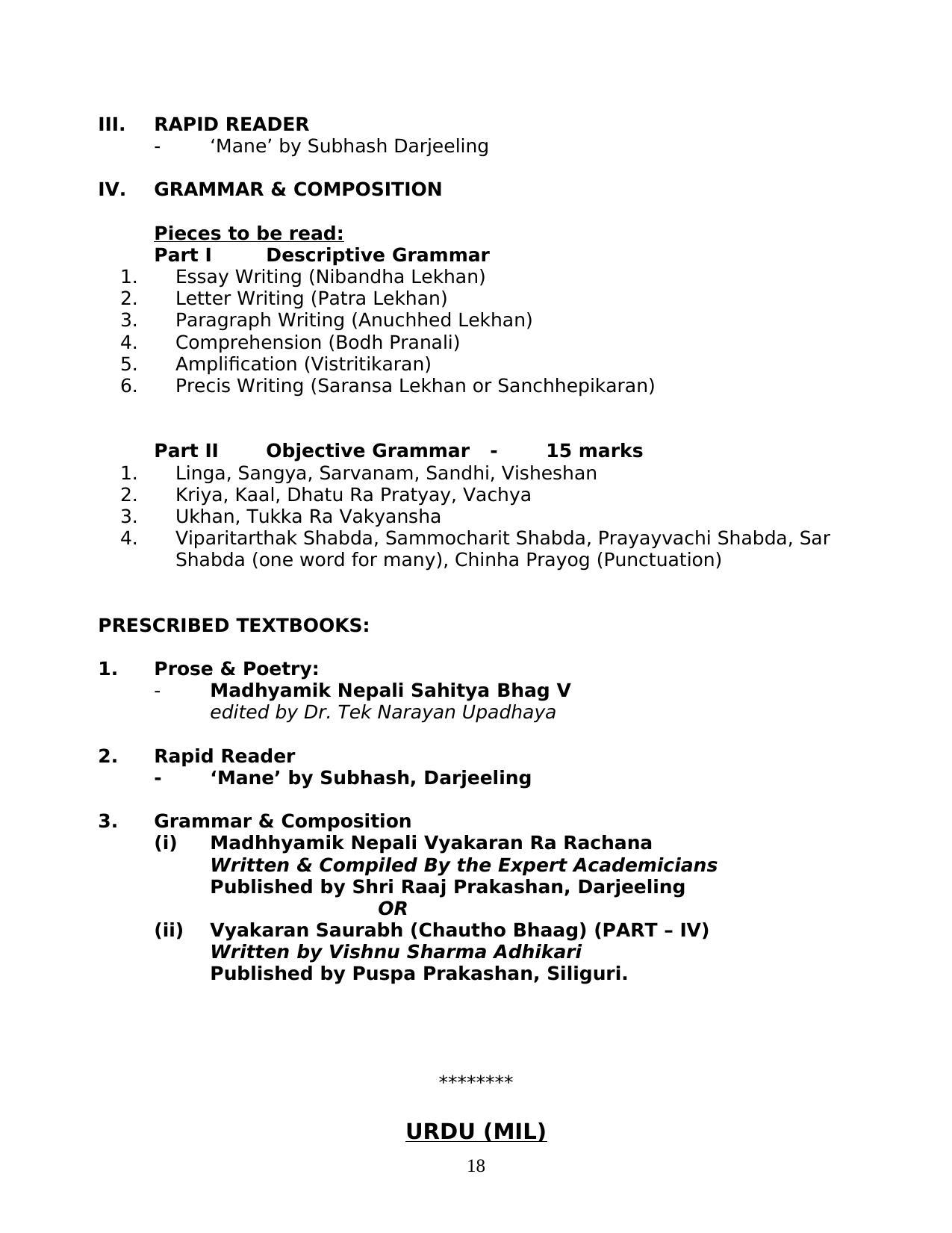 MBOSE Class 9 Syllabus PDF - Page 18