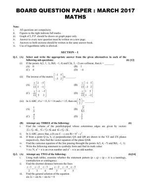 Maharashtra Board HSC Maths 2017 Question Paper
