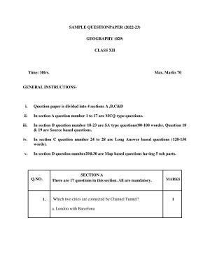 CBSE Class 12 Geography Sample Paper 2023