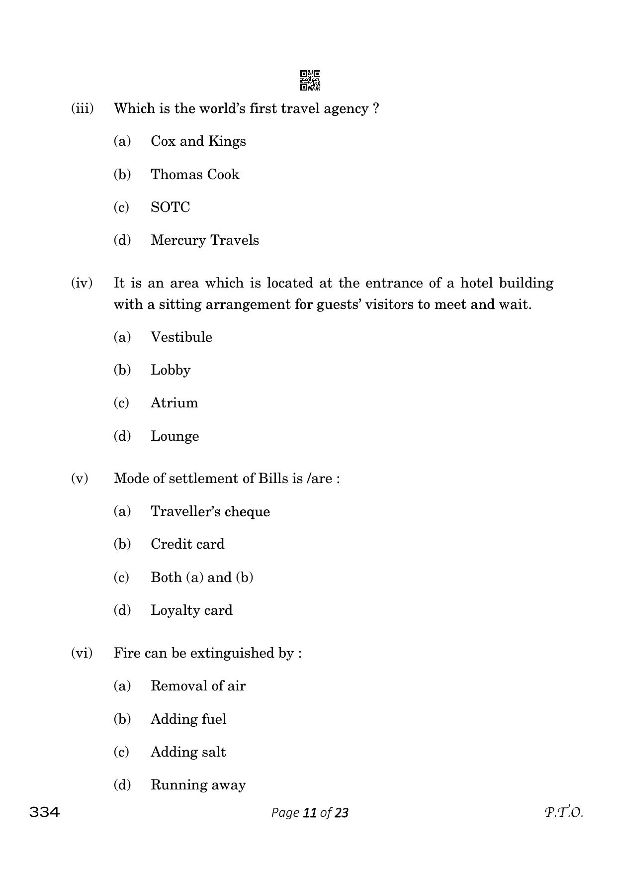 CBSE Class 12 334_Front Office Operations 2023 Question Paper - Page 11