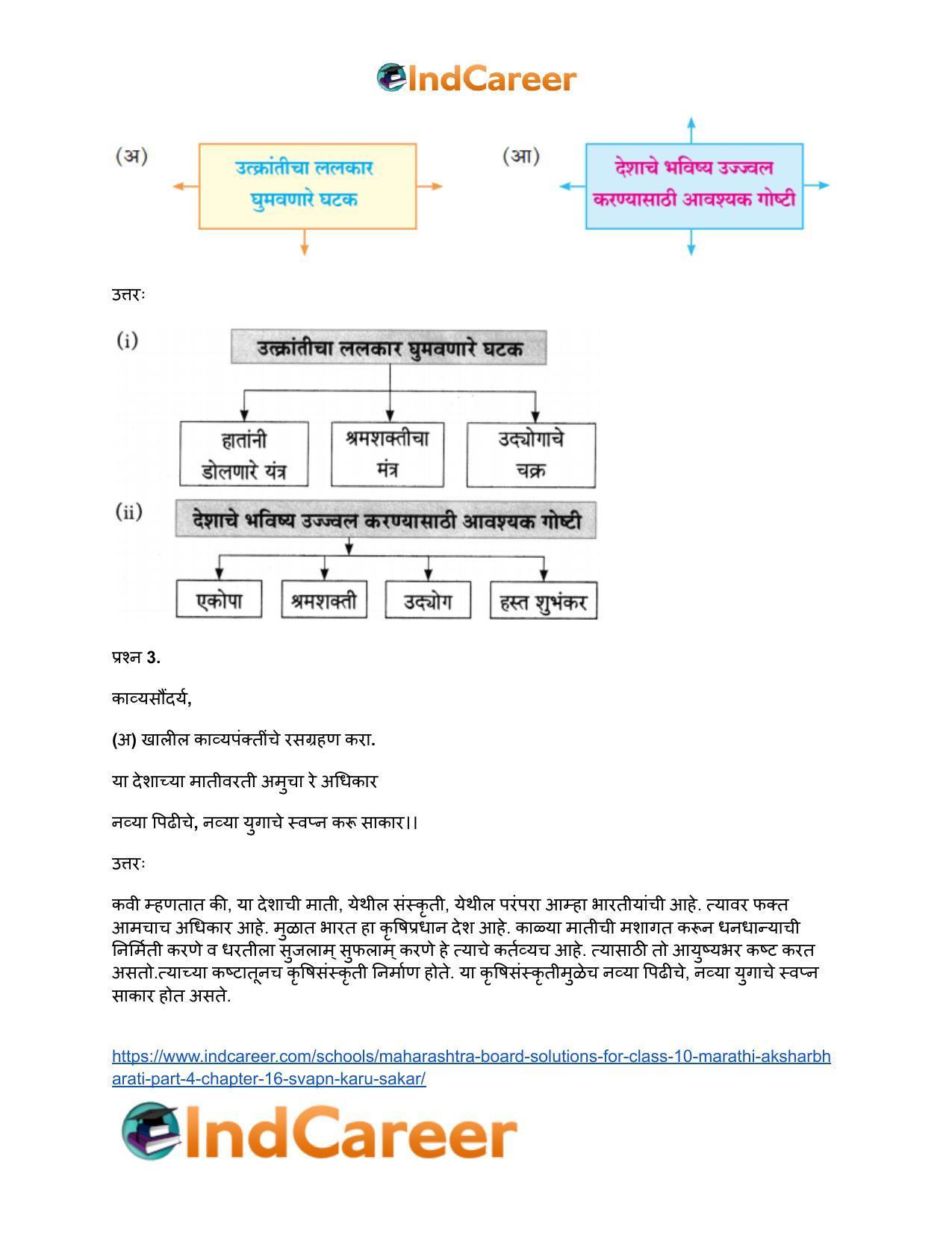 Maharashtra Board Solutions for Class 10- Marathi Aksharbharati (Part- 4): Chapter 16- स्वप्न करू साकार - Page 3