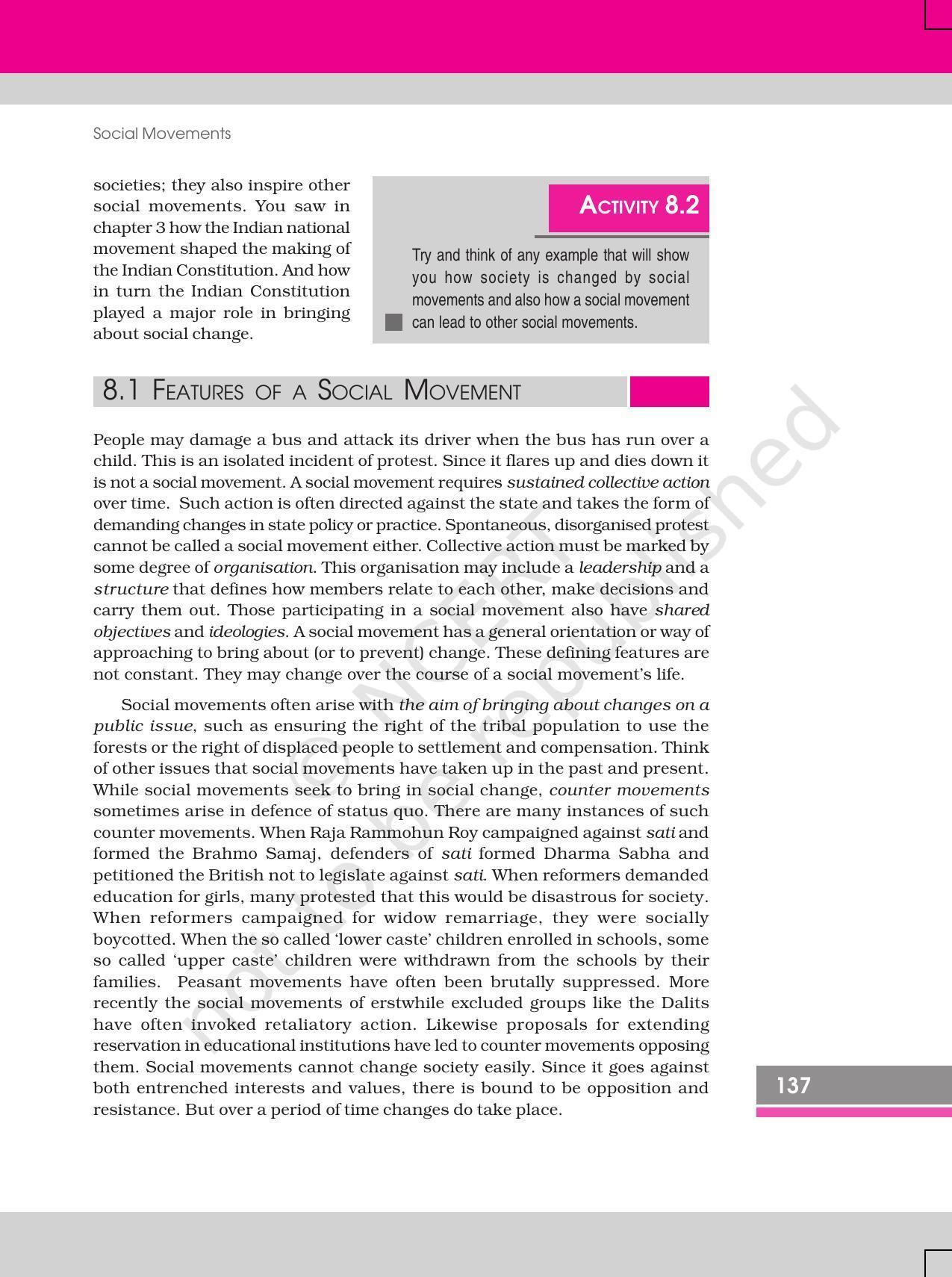 NCERT Book for Class 12 Sociology (Social Change and Development in India) Chapter 8 Social Movements - Page 3