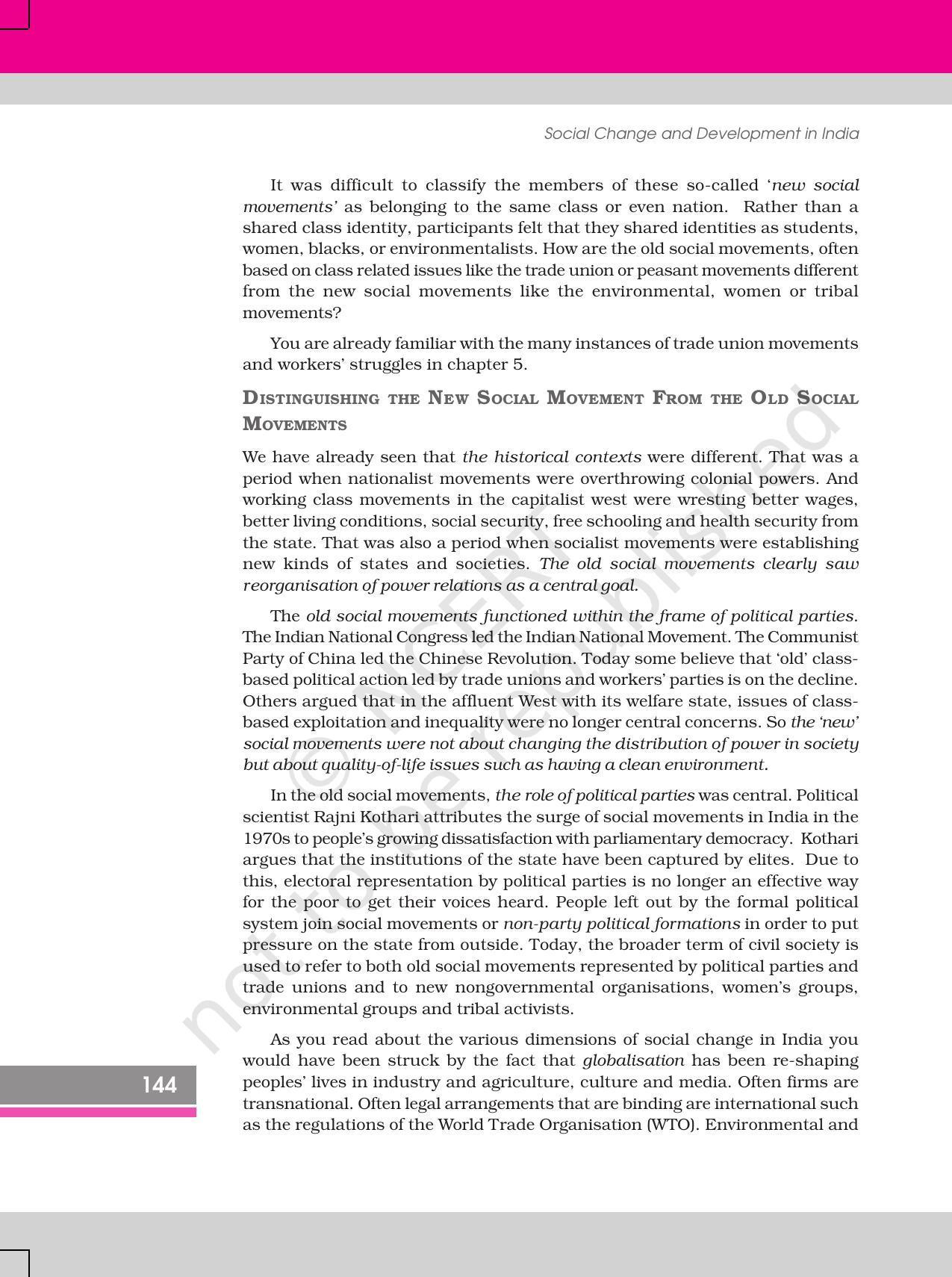 NCERT Book for Class 12 Sociology (Social Change and Development in India) Chapter 8 Social Movements - Page 10