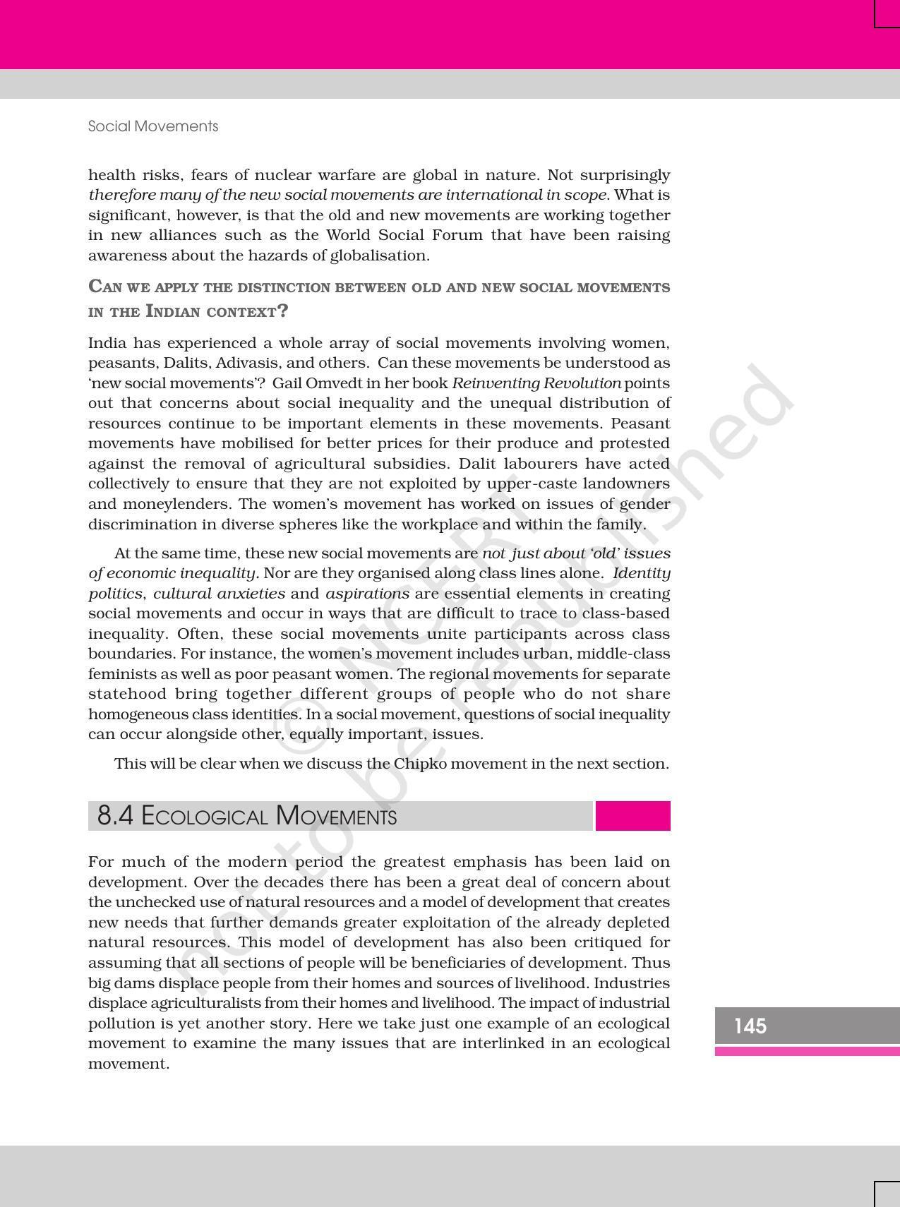 NCERT Book for Class 12 Sociology (Social Change and Development in India) Chapter 8 Social Movements - Page 11