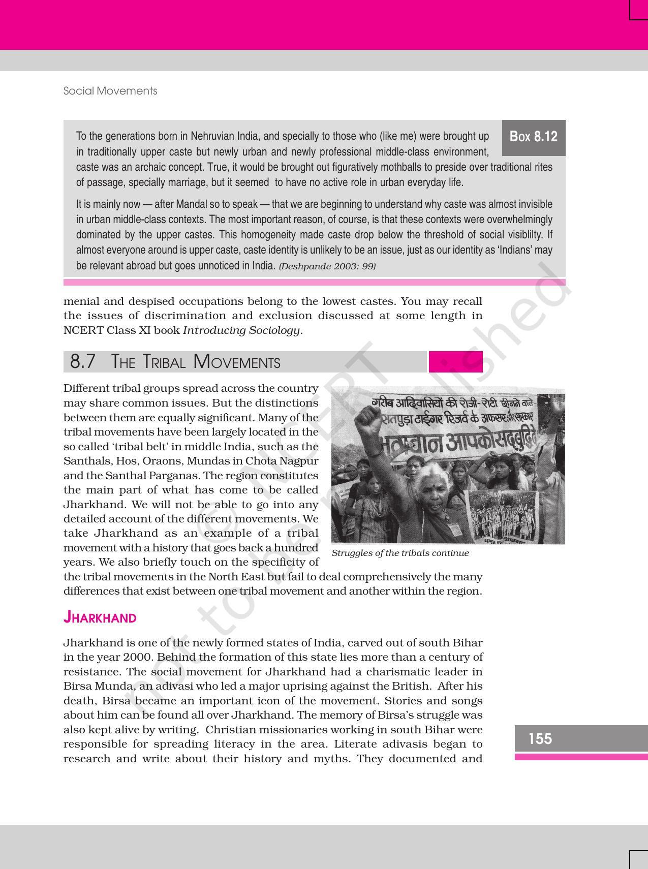 NCERT Book for Class 12 Sociology (Social Change and Development in India) Chapter 8 Social Movements - Page 21