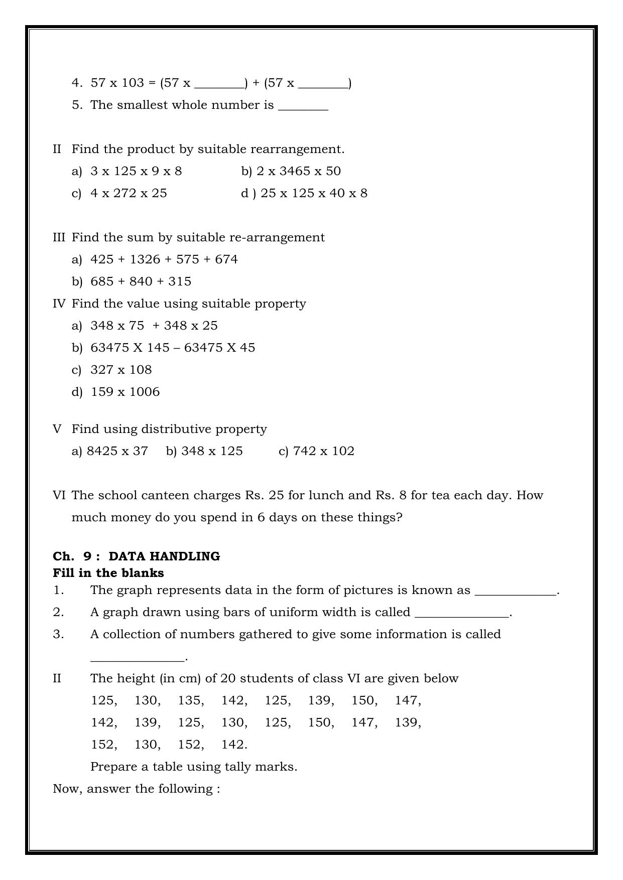 CBSE Worksheets for Class 6 Maths Assignment 9 - Page 2