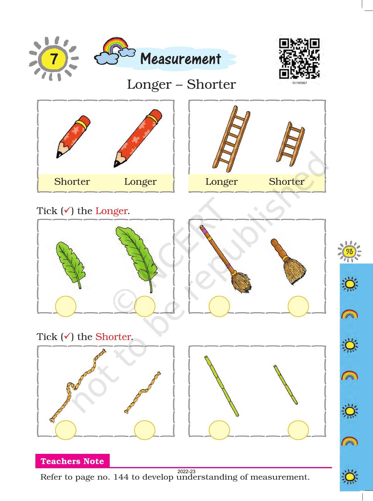 NCERT Book for Class 1 Maths :Chapter 7-Measurement - Page 1