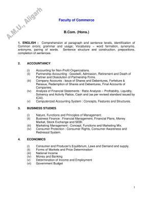 AMU Entrance Exam: AMU Entrance Exam: B.Com.(Hons.) Syllabus