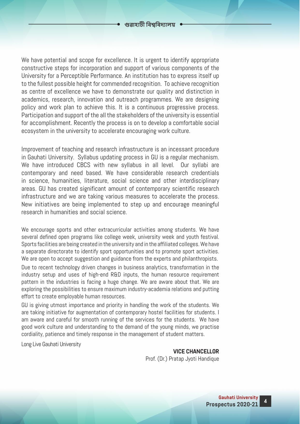 Gauhati University, Guwahati 2020-21 (Prospectus) - Page 4