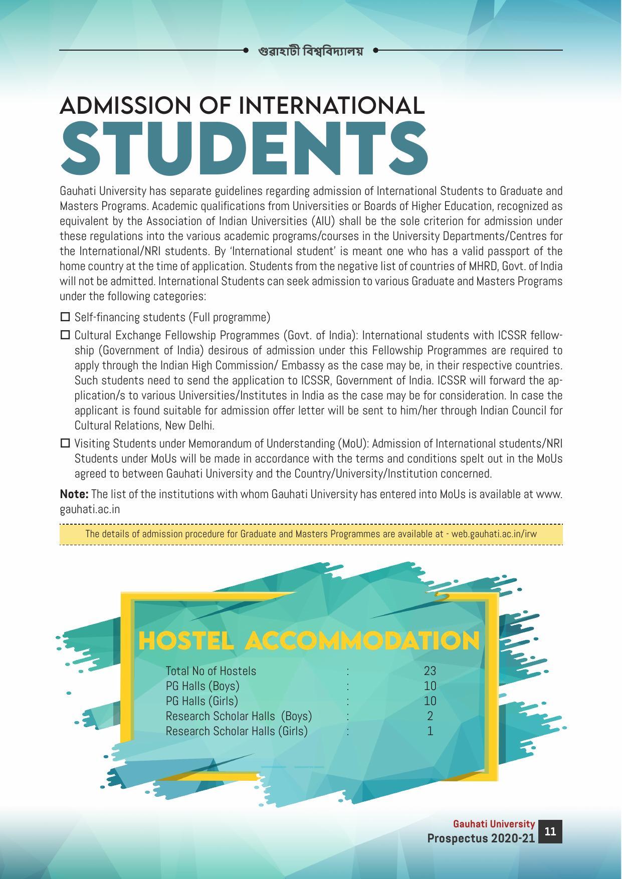Gauhati University, Guwahati 2020-21 (Prospectus) - Page 11