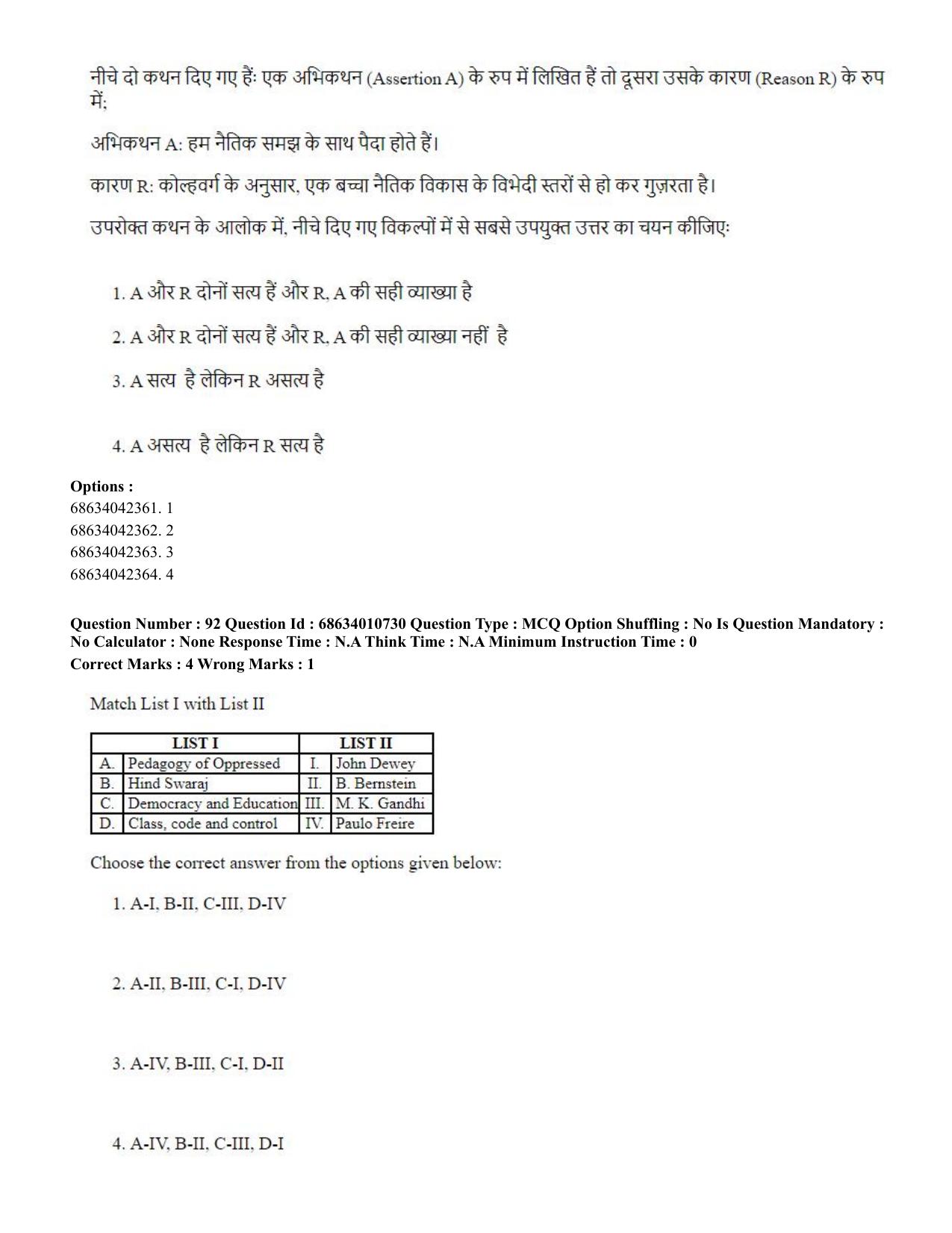 CUET PG 2023:COQP15 – M.Ed. (Hindi)-Shift 1 (09-06-2023) Question Paper - Page 90
