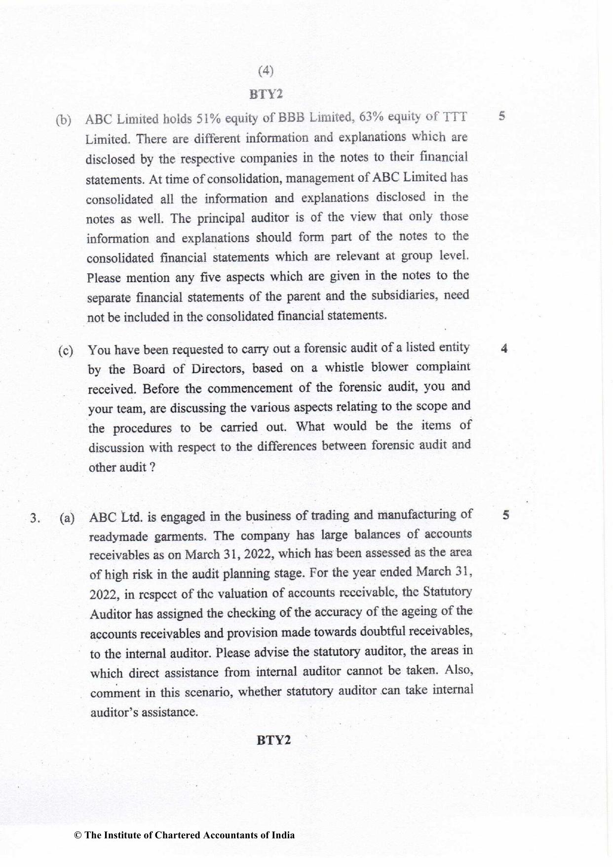 CA Final Nov 2022 Question Paper - Paper 3 – Advanced Auditing and Professional Ethics - Page 4