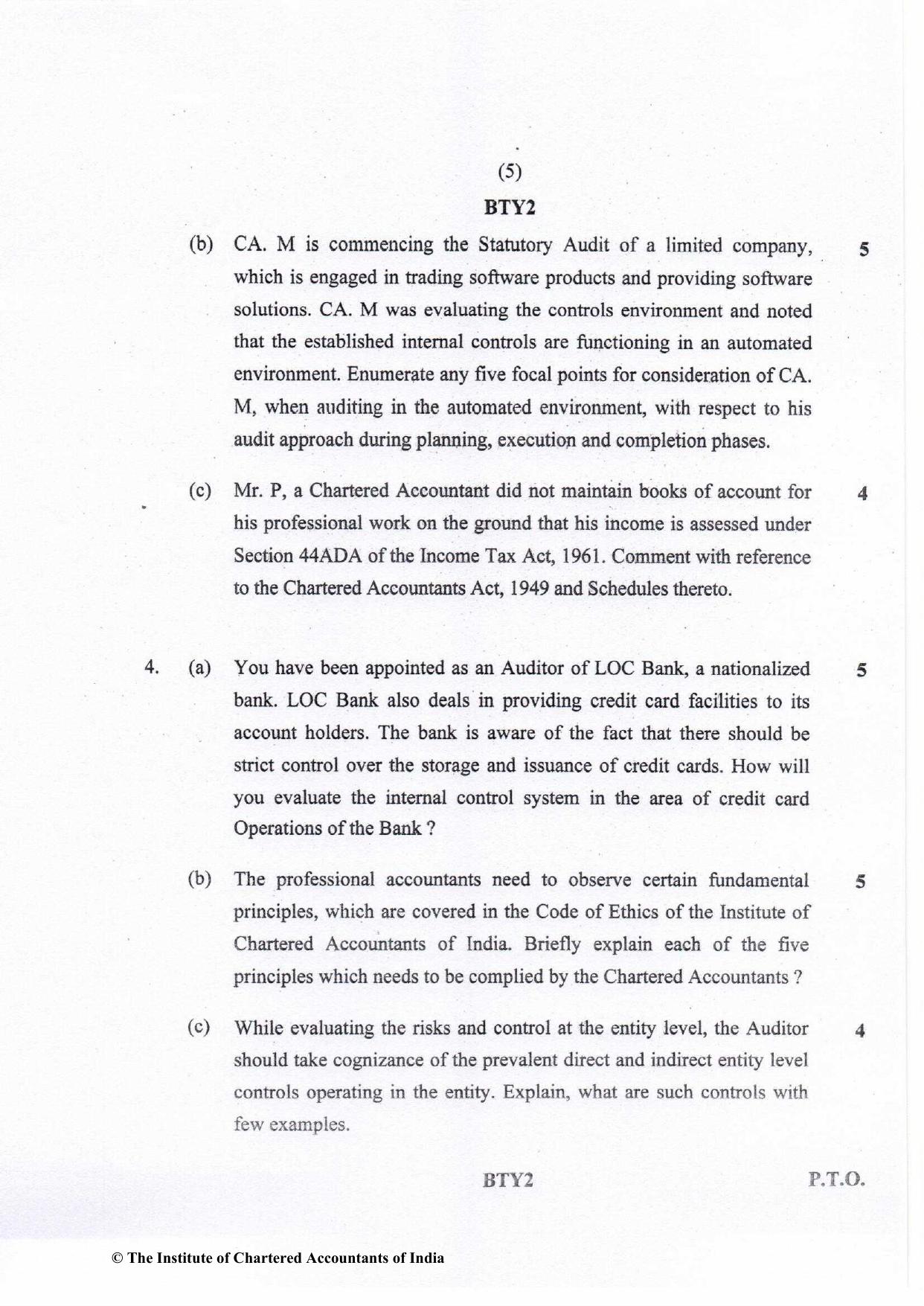 CA Final Nov 2022 Question Paper - Paper 3 – Advanced Auditing and Professional Ethics - Page 5
