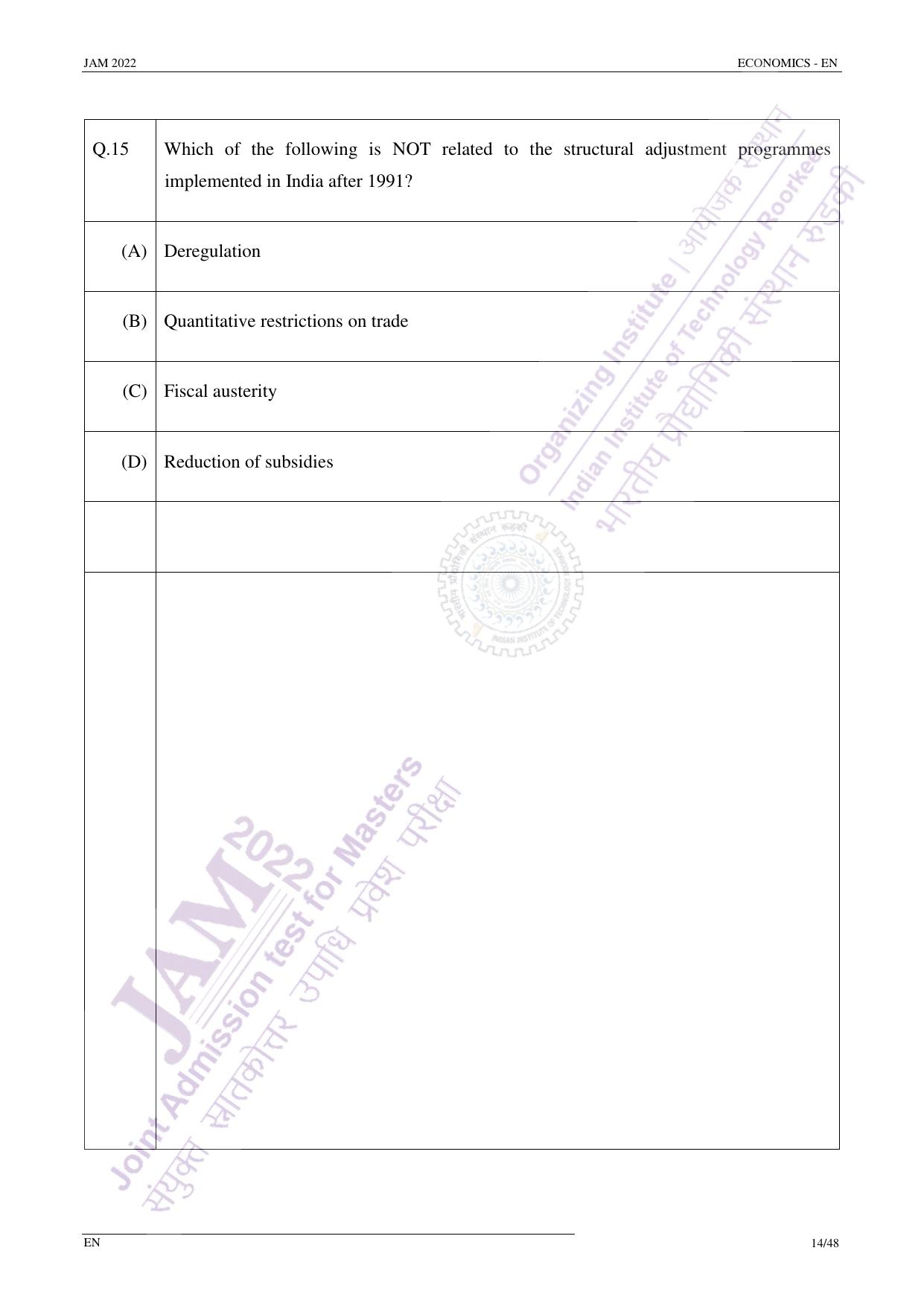 JAM 2022: EN Question Paper - Page 13