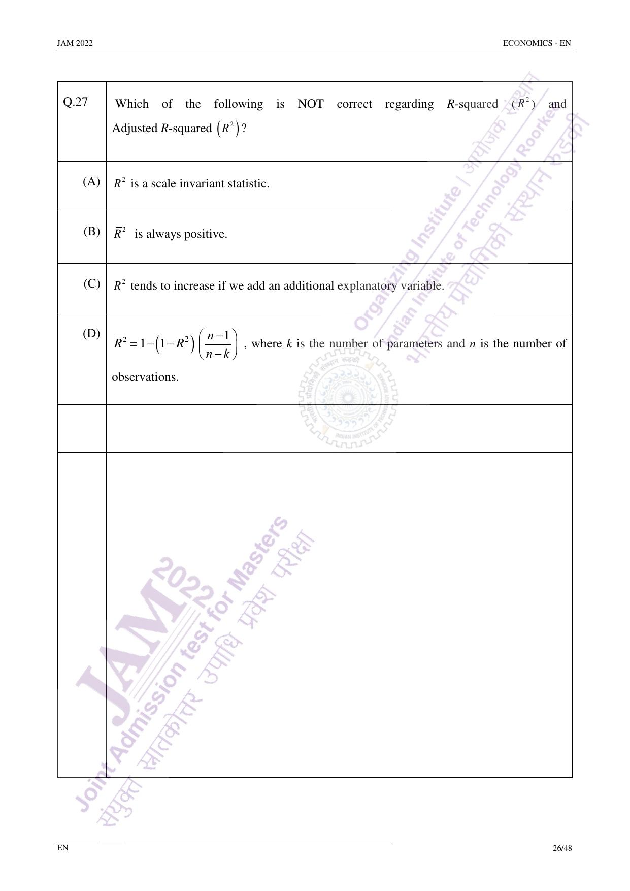 JAM 2022: EN Question Paper - Page 25