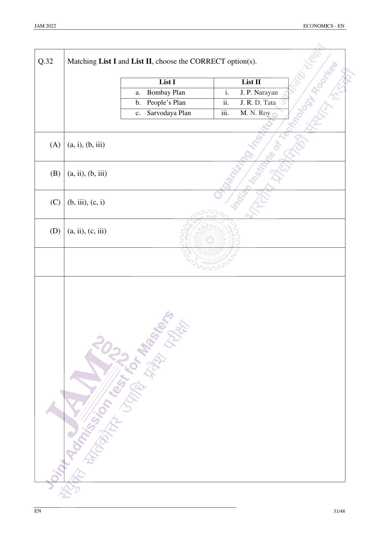 JAM 2022: EN Question Paper - Page 30