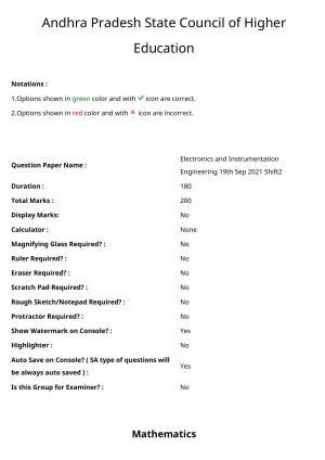 AP ECET 2021 - Electronics and Instrumentation Engineering Question Paper With Preliminary Keys Shift2