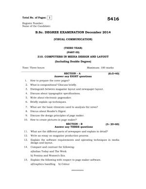 Annamalai University Computer In Media Design And Layout B.Sc Visual Communication December 2014 Question Papers