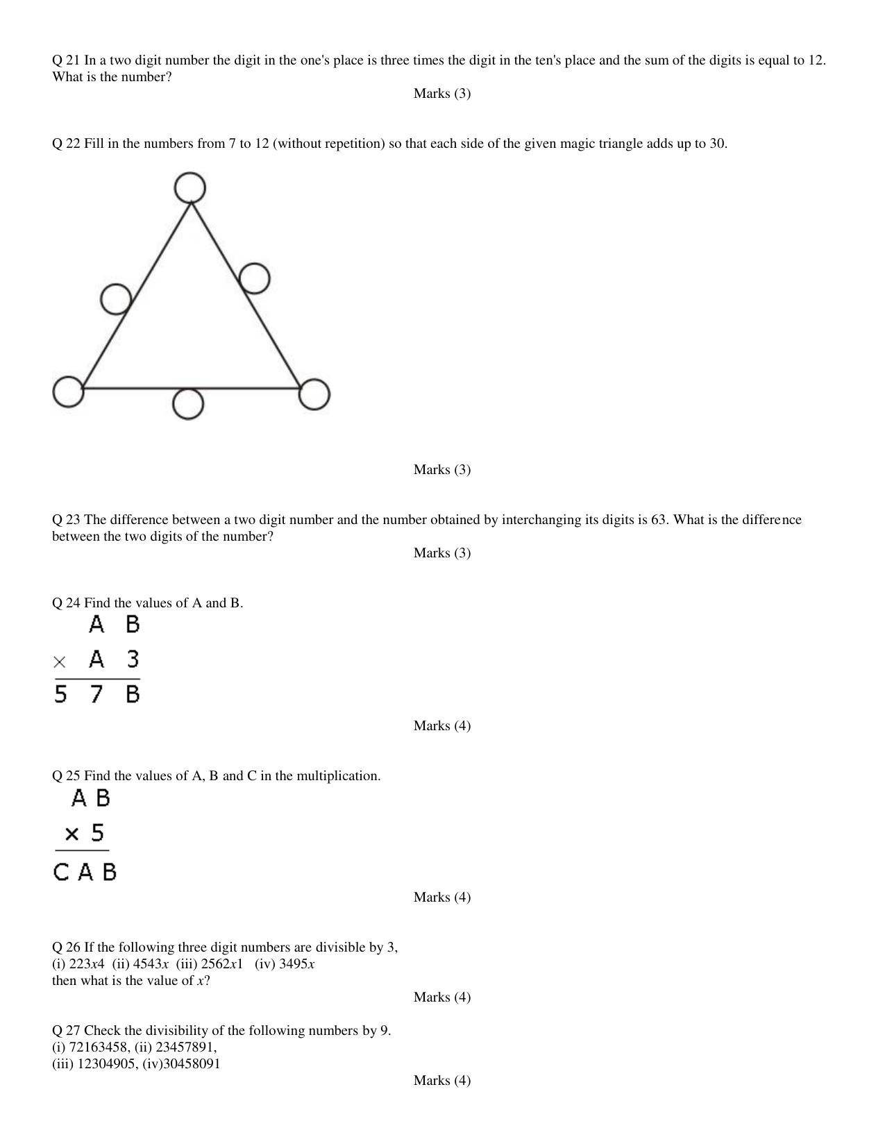 CBSE Worksheets for Class 8 Mathematics Playing with Numbers Assignment 1 - Page 3