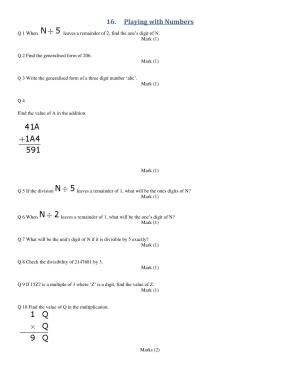 CBSE Worksheets for Class 8 Mathematics Playing with Numbers Assignment 1