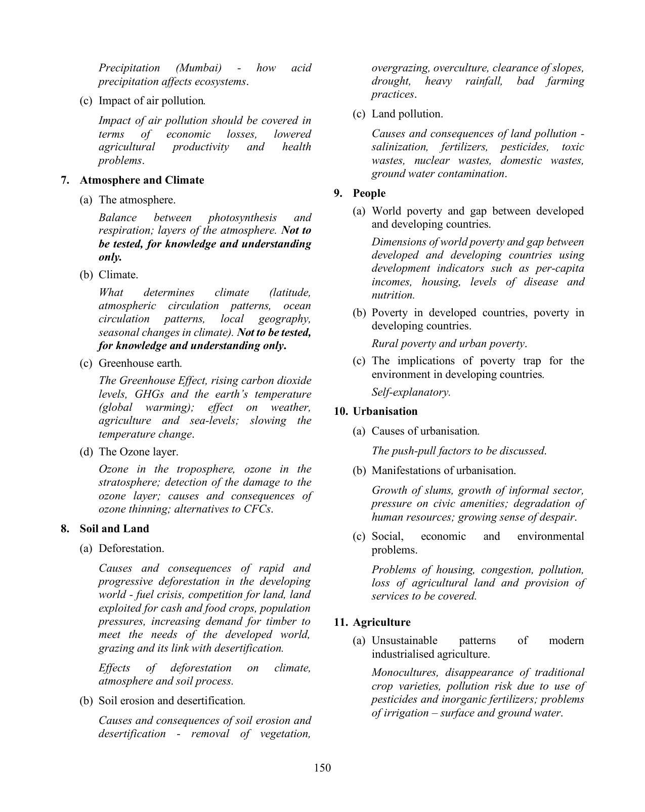 ICSE Environmental Science Syllabus - Page 3
