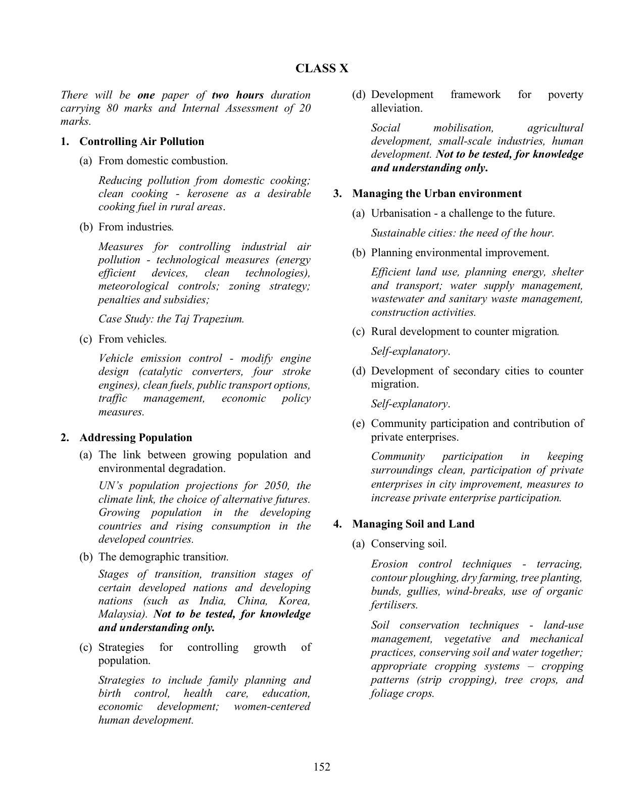 ICSE Environmental Science Syllabus - Page 5