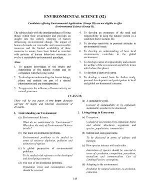 ICSE Environmental Science Syllabus