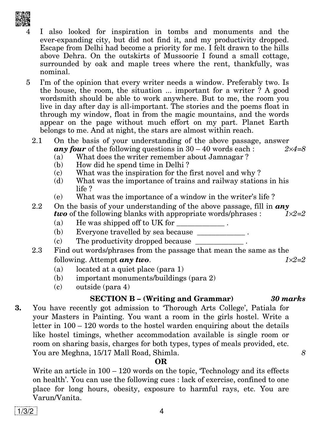 CBSE Class 10 1-3-2 ENGLISH COMMUNICATIVE 2019 Question Paper - Page 4