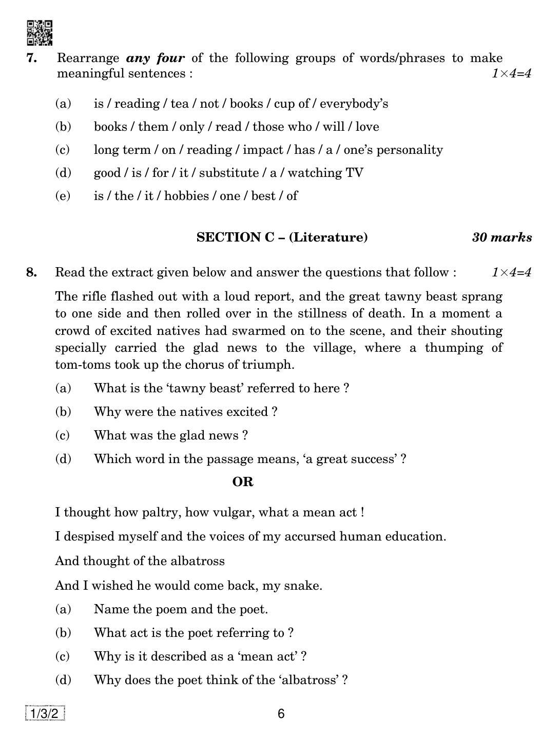 CBSE Class 10 1-3-2 ENGLISH COMMUNICATIVE 2019 Question Paper - Page 6