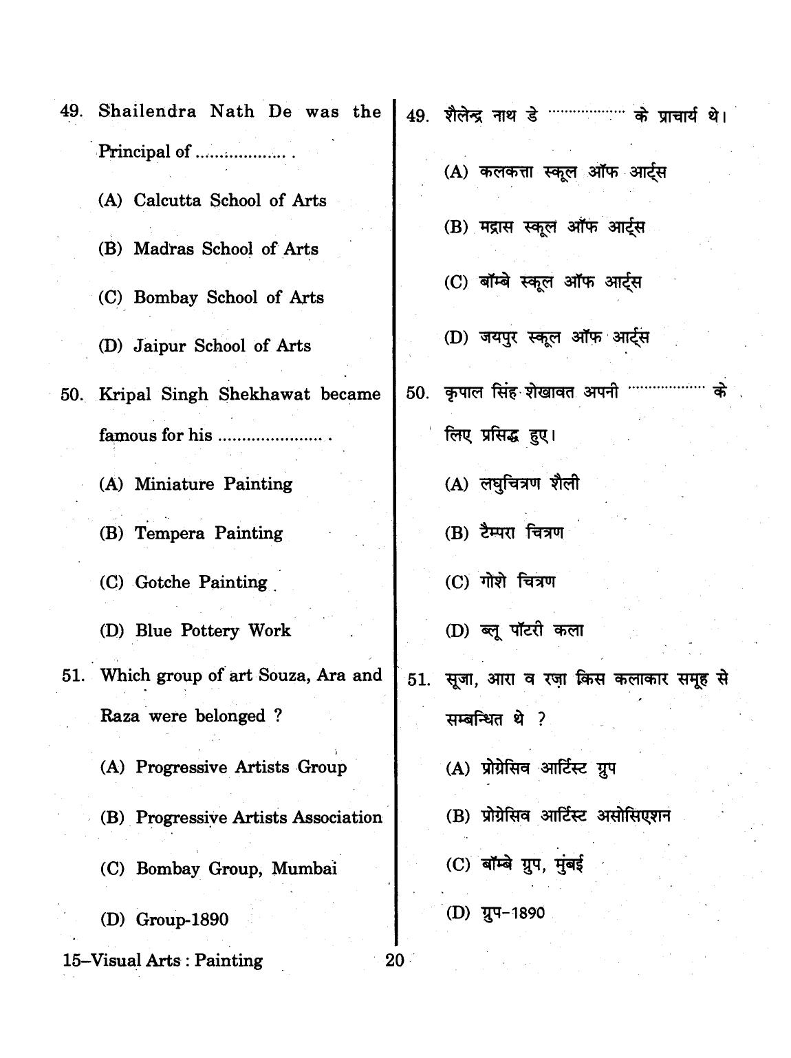 URATPG 2015 Visual Arts (Painting) Question Paper - Page 20