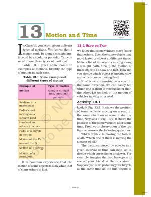 NCERT Book for Class 7 Science: Chapter 13-Motion and Time