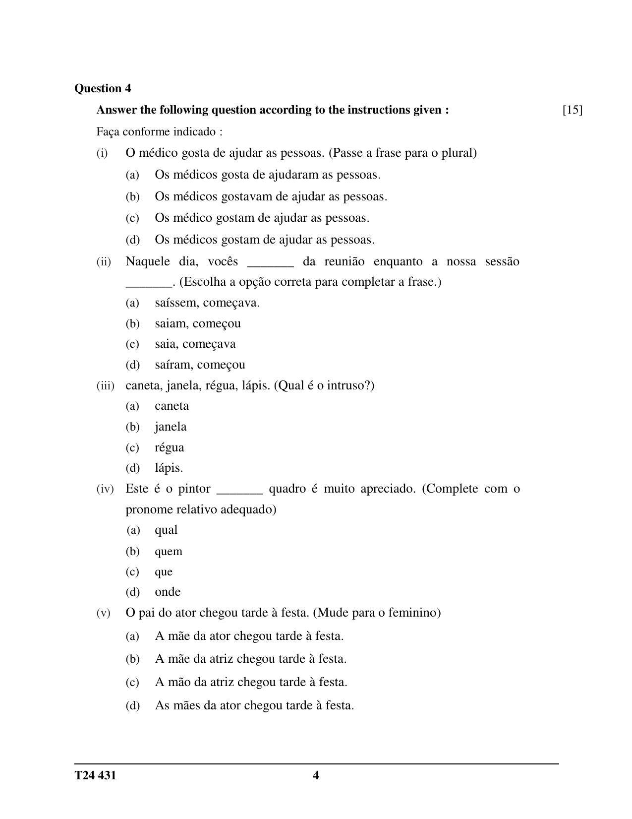 ICSE Class 10 Portuguese 2024 Question Paper - Page 4