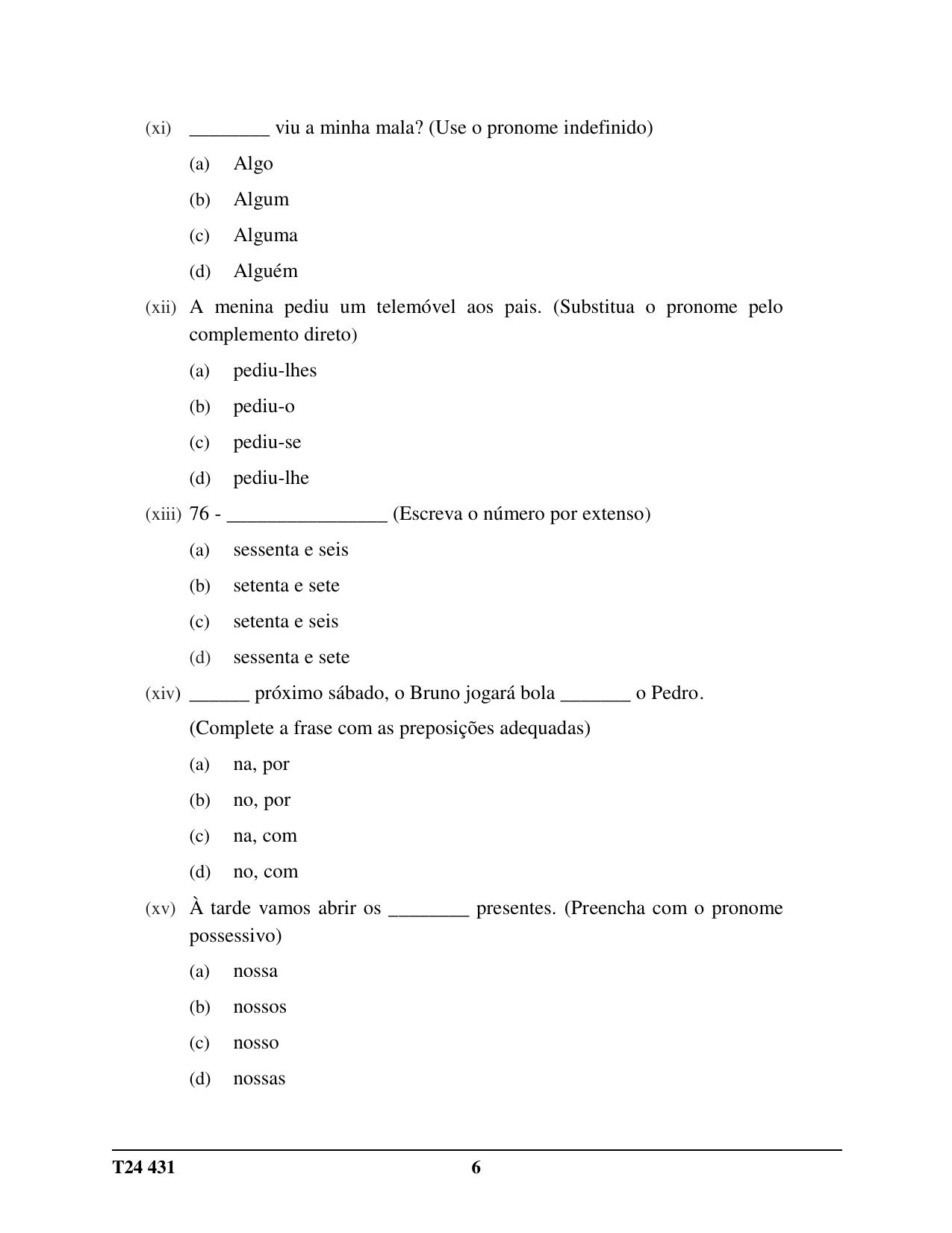 ICSE Class 10 Portuguese 2024 Question Paper - Page 6