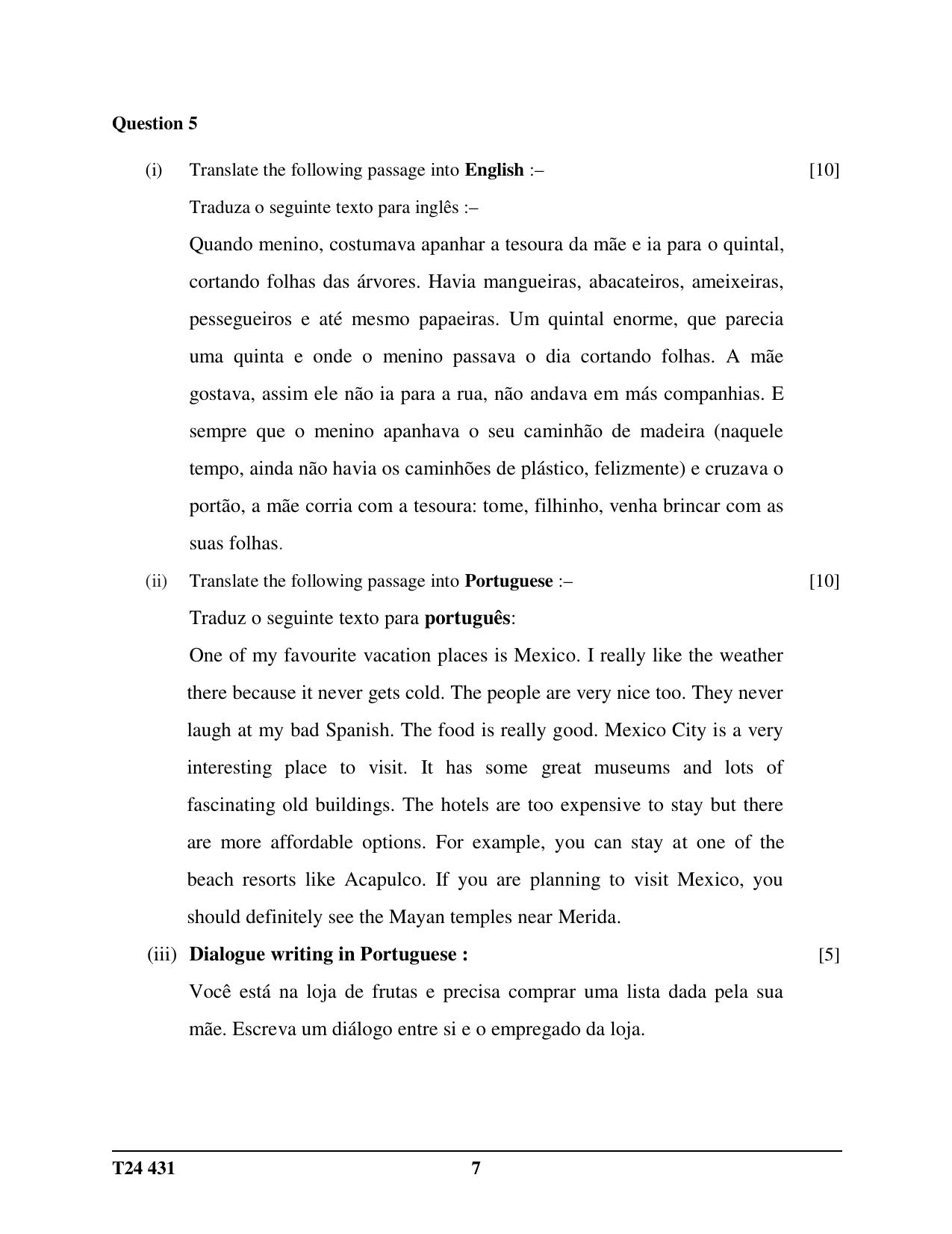 ICSE Class 10 Portuguese 2024 Question Paper - Page 7