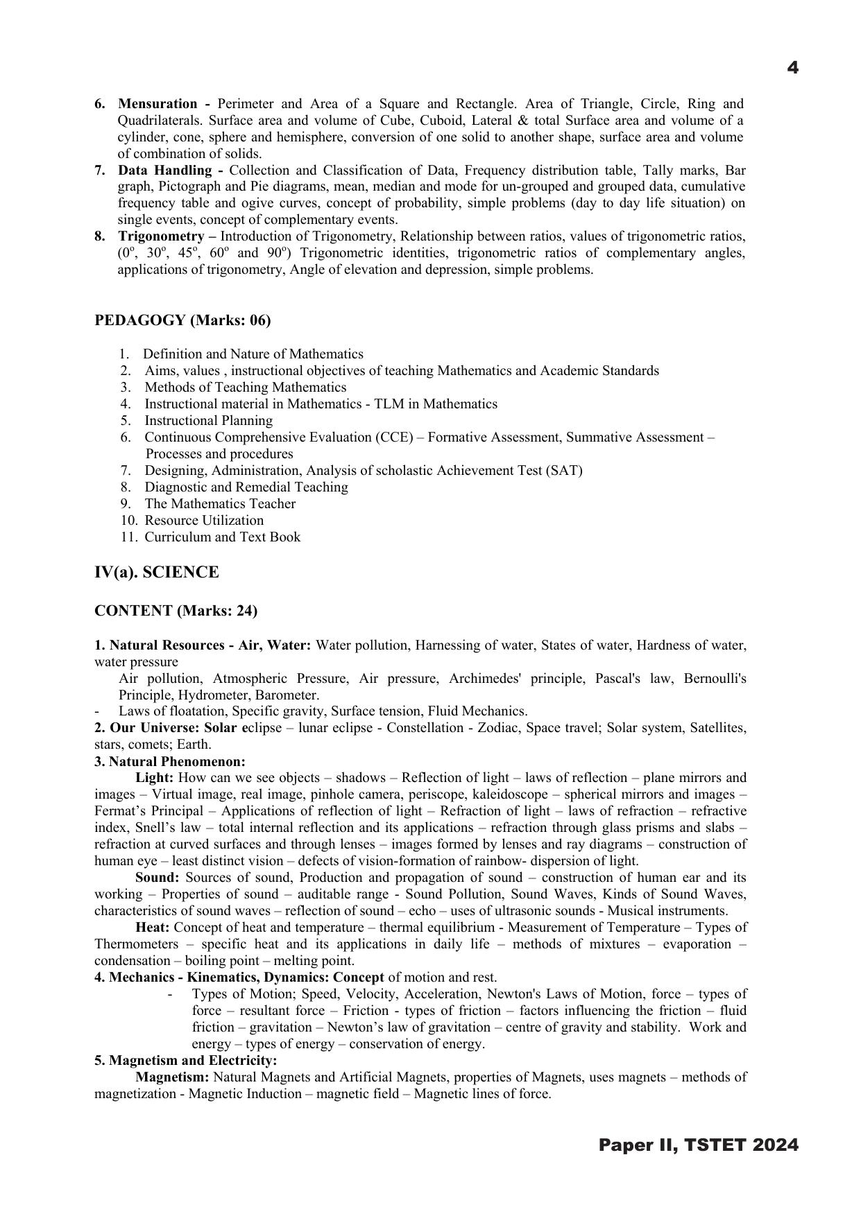 TS TET Syllabus - Paper-II (Sanskrit) - Page 4
