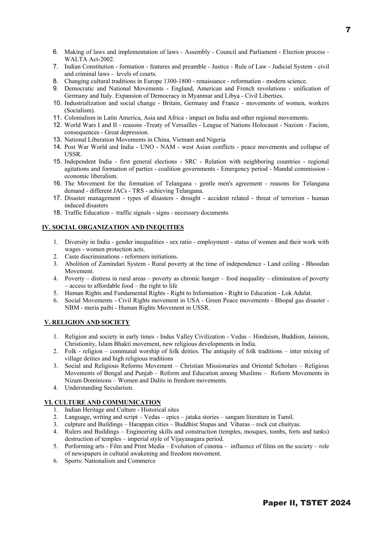 TS TET Syllabus - Paper-II (Sanskrit) - Page 7